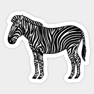 Zebra Ink Art - cool African animal design - on white Sticker